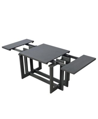 Rustic 82" Extendable Dining Table Set with 6 Upholstered Chairs