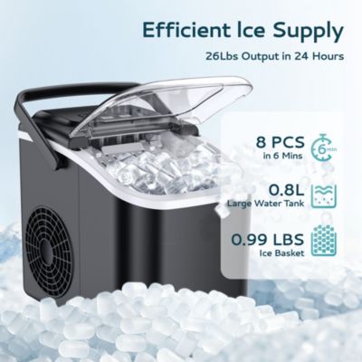 8.5 in. 26 lb. Bullet Ice Portable Countertop Ice Maker in Black with Auto-Cleaning