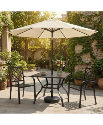 Patio Dining Table for 4, 38'' Square Metal Outdoor Patio Table with Umbrella Hole, Outdoor Dining Table for Deck, Yard, Poolside, Porch