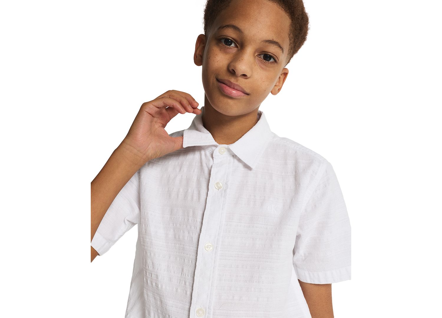 Boys' 8-20 Texture Stripe Woven Short-Sleeve Shirt