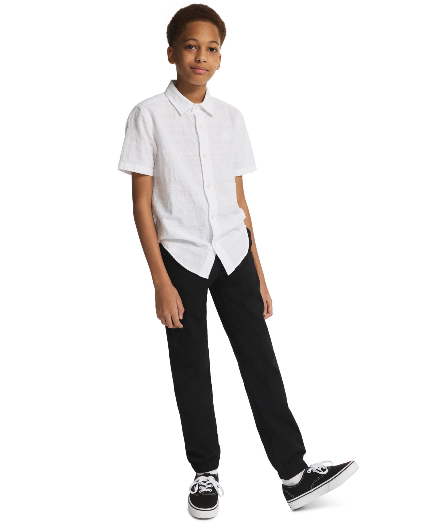 Boys' 8-20 Texture Stripe Woven Short-Sleeve Shirt