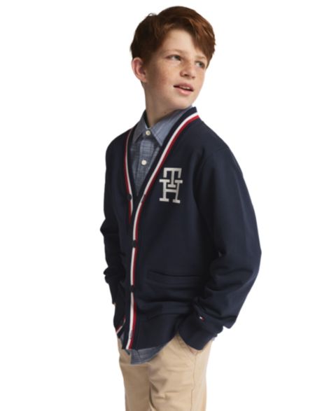 Кардиган Tommy Hilfiger Minimal V-Neck для мальчиков, цвет: Тёмно-синий