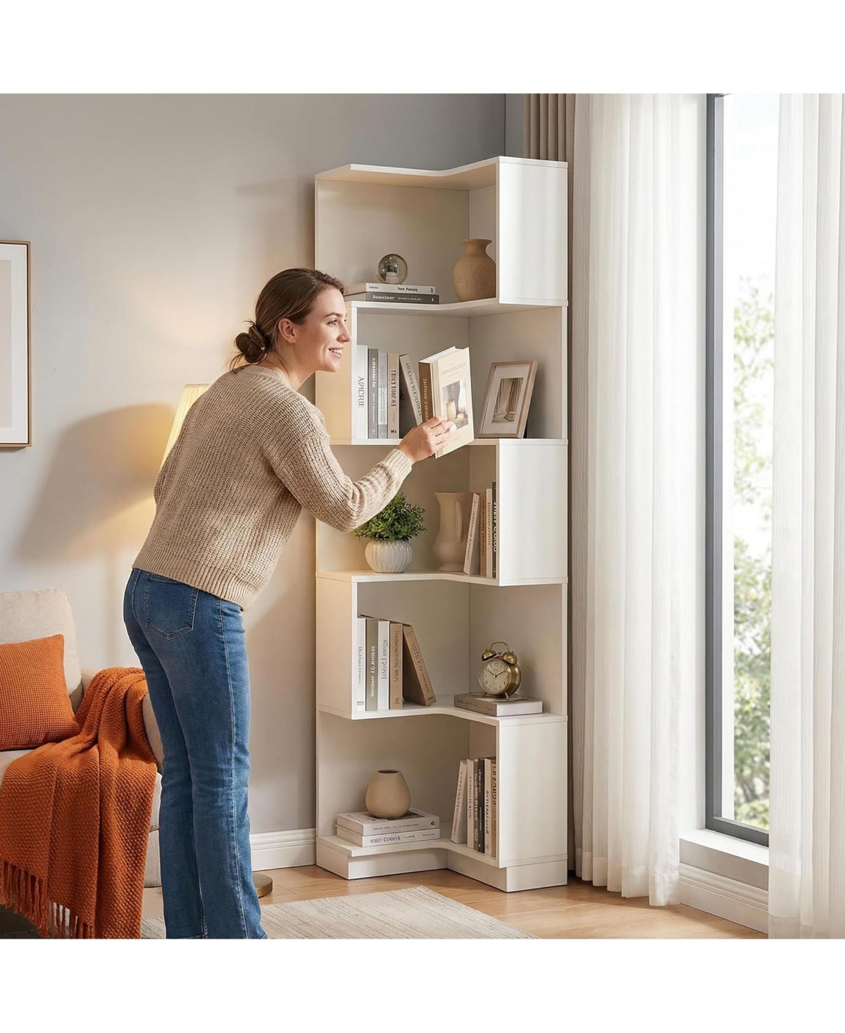 Rainsken 5 Tier Corner Bookshelf