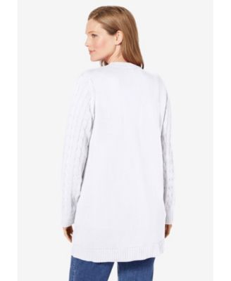 Plus Size Within Cotton Cable Knit Cardigan Sweater