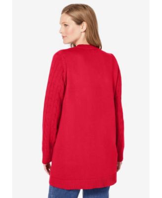 Plus Size Within Cotton Cable Knit Cardigan Sweater