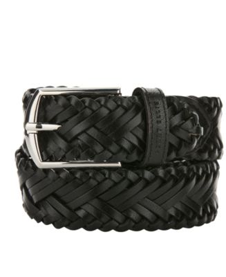 Perry Ellis Portfolio Men's Herringbone Braid Leather Belt - Macy's