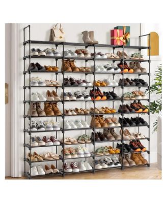10 Tier 4 Row Stackable Shoe Rack – Metal Closet & Entryway Organizer Holds 72 Pairs