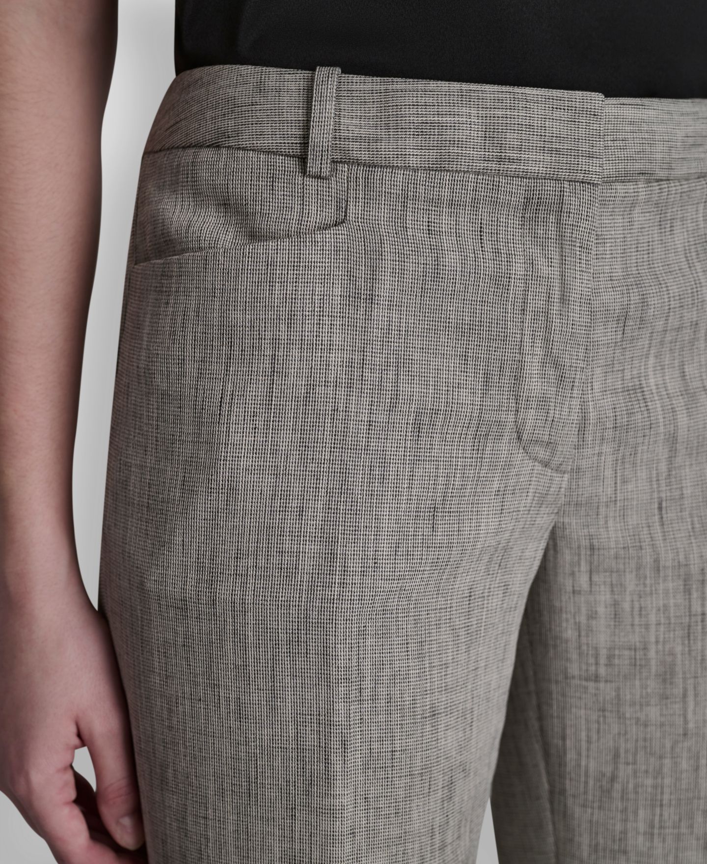 Женские брюки DKNY Petite Crosshatch Modern Fit, цвет: Чёрный / Кокосовый — фото 4