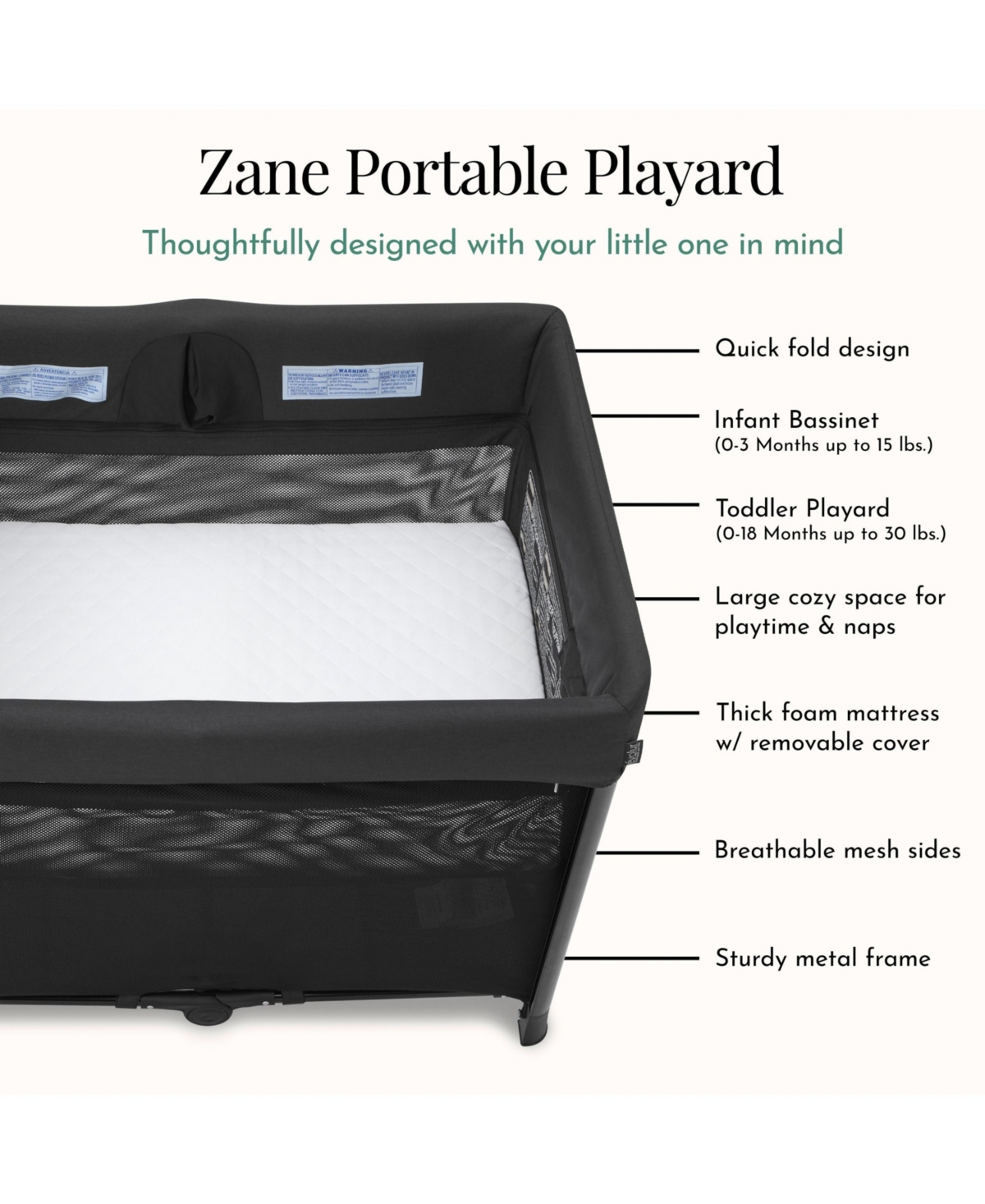 Evolur Baby Zane Portable On The Go Instant Fold Playard