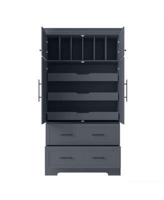  Farmhouse 40"x18"x72.6" Kitchen Pantry, 4 Doors