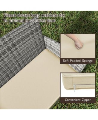 Set Of 4 Patio Furniture Set w/Washable Cushions & Tempered Glass Coffee Table