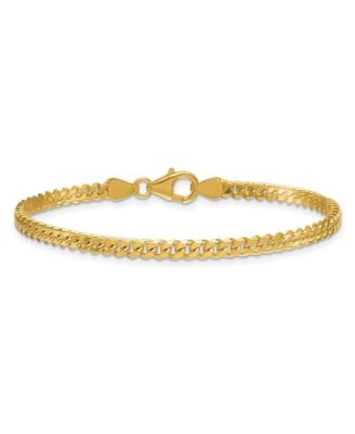 Solid 18k Yellow Gold Italian 7.25 Inch 3.4mm Curb Link Bracelet Link Bracelet