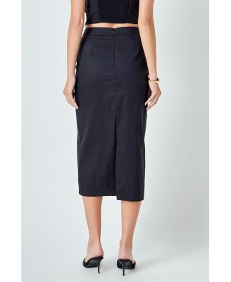 Women's High Waisted Column Midi Skirt