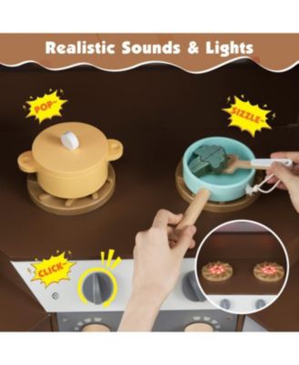 Corner Pretend Kitchen Playset with Stoves, Lights, and Sounds