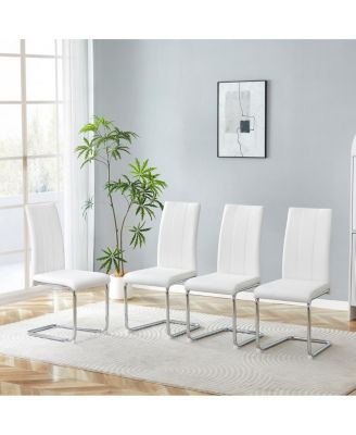 Streamdale 4-Pack PU Upholstered Dining Chairs with Chrome Legs