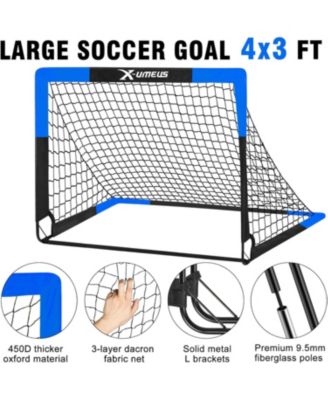 Set of 2 Kids 4x3ft Soccer Goals with Ball, Cones & Pop-Up Nets – Backyard Training Equipment for Ages 3-12, Outdoor Sports Gifts
