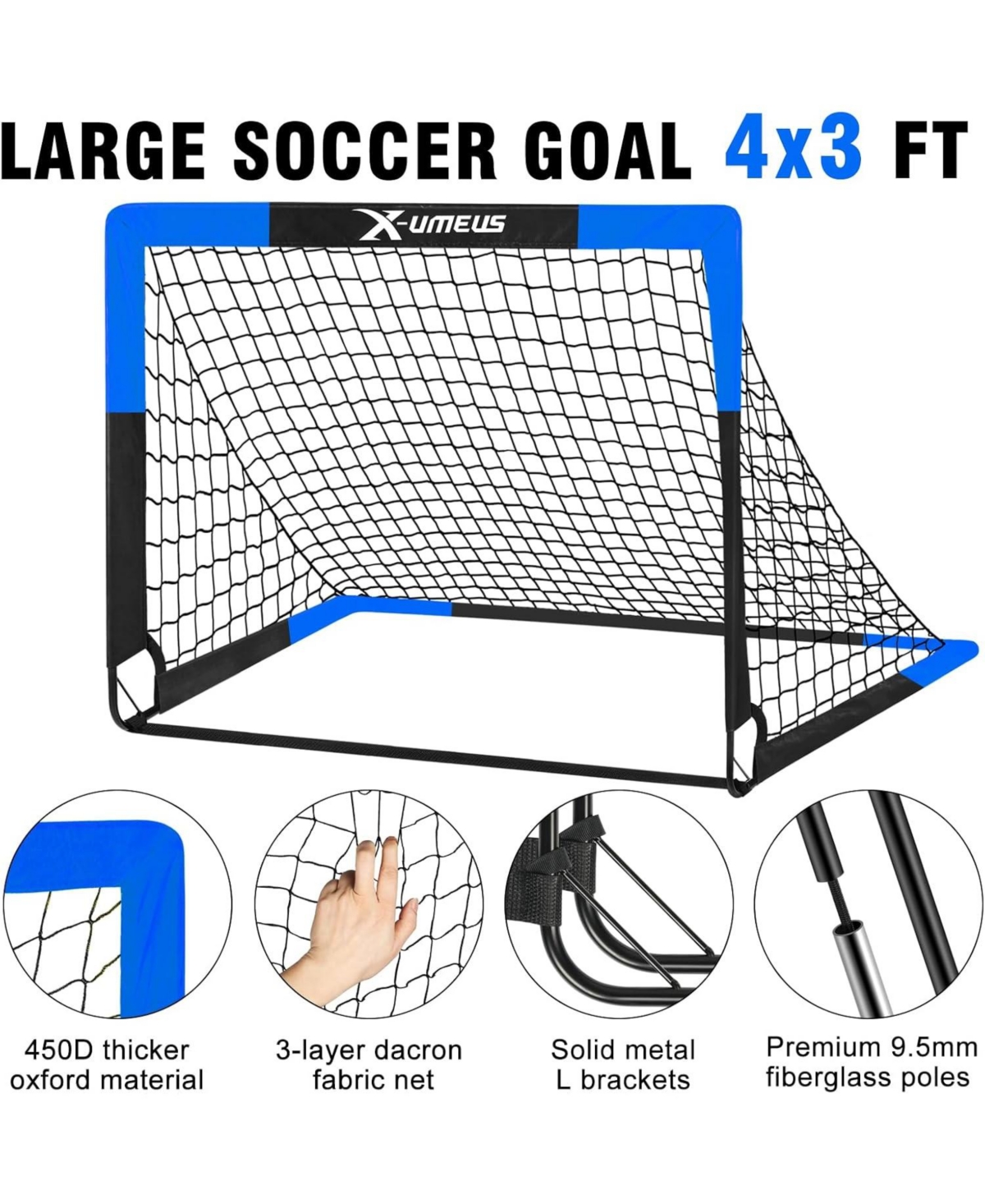 Set of 2 Kids 4x3ft Soccer Goals with Ball, Cones & Pop-Up Nets – Backyard Training Equipment for Ages 3-12, Outdoor Sports Gifts