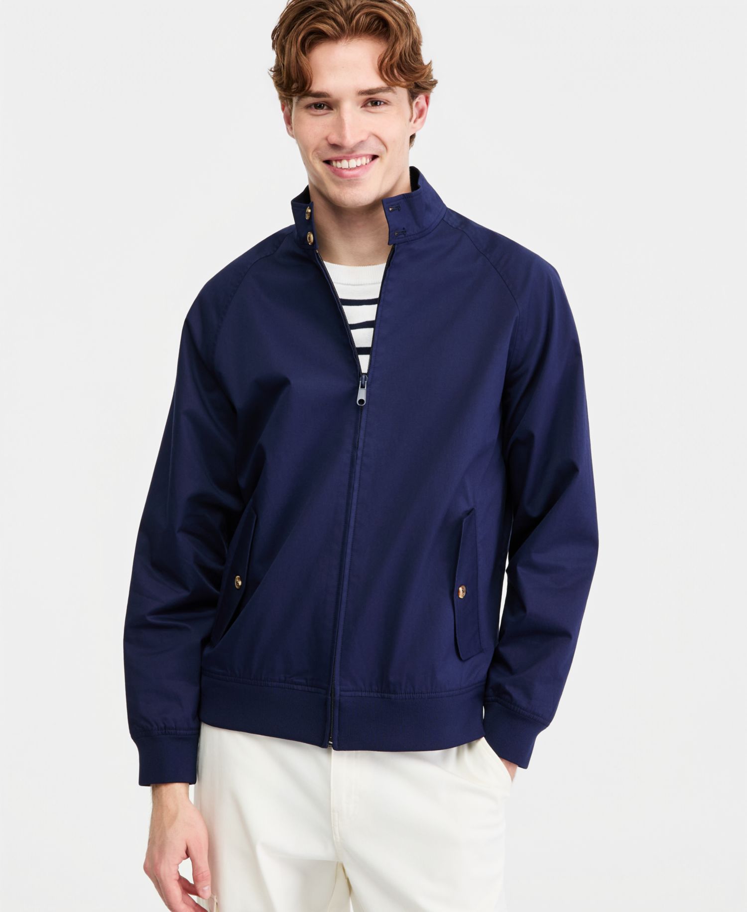 Men's Cotton-Blend Harrington Mock-Neck Jacket