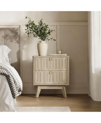 Modern Fluted Nightstand with 2 Drawers - Stylish Storage for Bedrooms