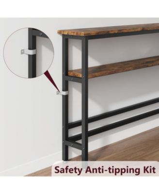  Sofa Table, 2 Tier Skinny Console Table with Adjustable Shelf, Slim Behind Couch Table for Living Room