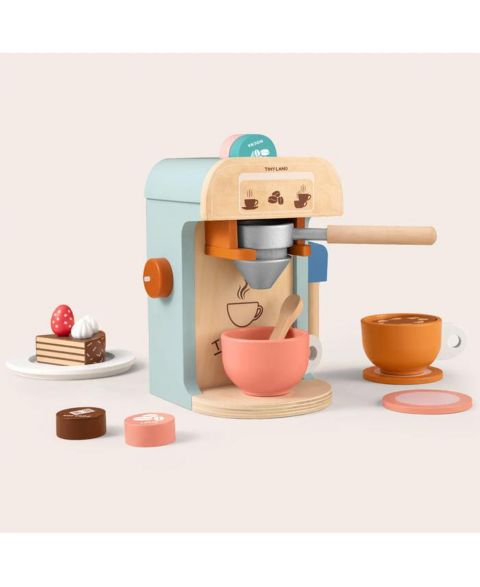 Детские игрушки Tiny Land Wooden 11-Piece Coffee Maker Set, Ages 3+