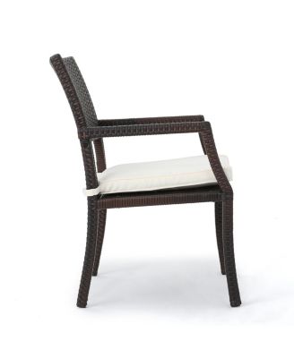 Set of 2 Outdoor Wicker Dining Chairs Water Resistant Cushioned Seats Lightweight Durable for Patio Hosting