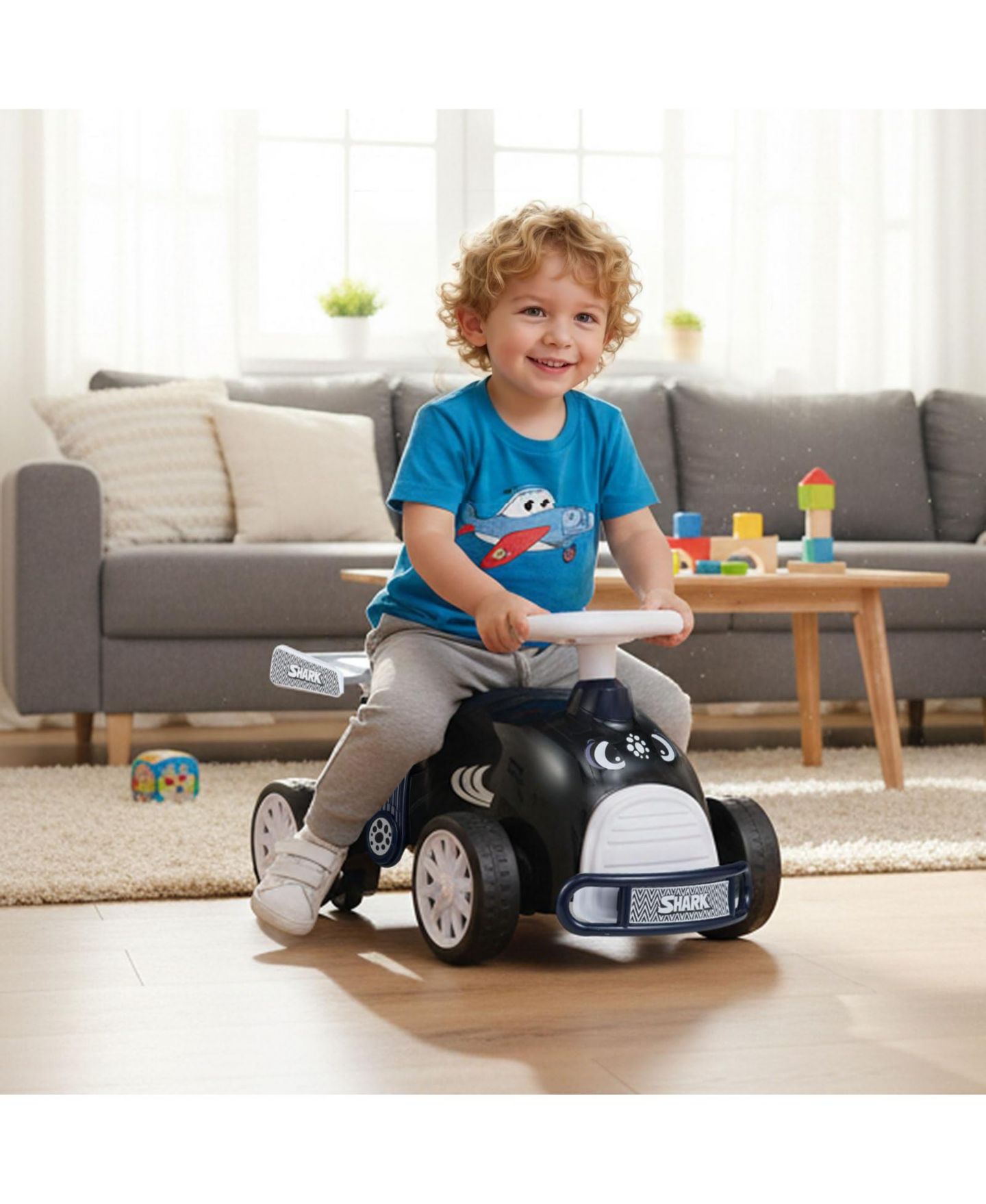 Детская игрушка Mecale Kids Ride-On Car with Musical Steering Wheel and Under-Seat Storage, Ages 1+, цвет: Чёрный — фото 2