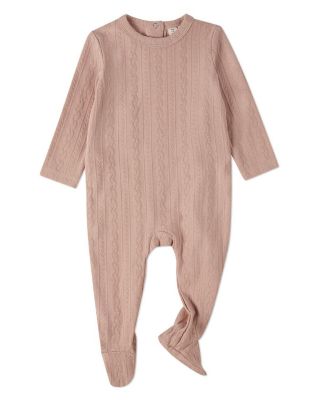Baby Girls Cotton-Rich Faux Cable Knit Footie