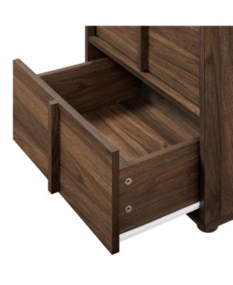 Walnut Nightstand And End Table with Two-Drawer Storage in Durable Manufactured Wood