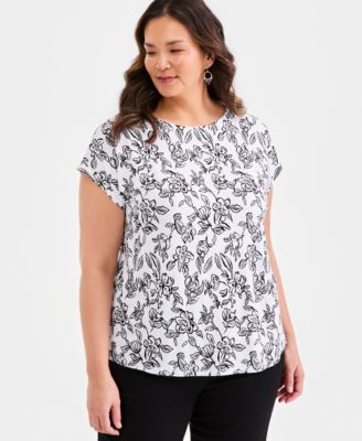 Plus Size Mixed-Media Relaxed Top