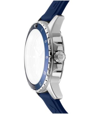 Men's Sport Watch Dark Blue Dial Dark Blue Silicone Strap, 43mm