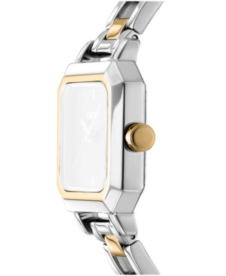 Women's Silver Dial Open Link Two-Tone Gold Stainless Steel Bracelet Watch, 27 x 27mm