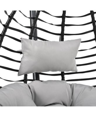 Streamdale Indoor Outdoor Hanging Hammock Chair with Stand, Foldable Rattan Egg Swing Chair