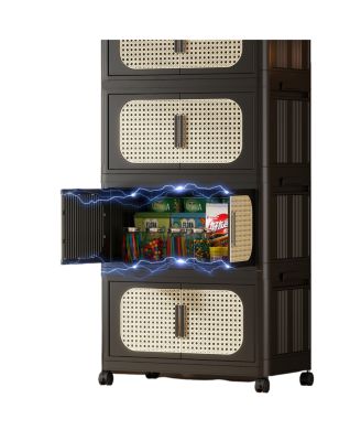 American Retro Folding Storage Cabinet with Wheels