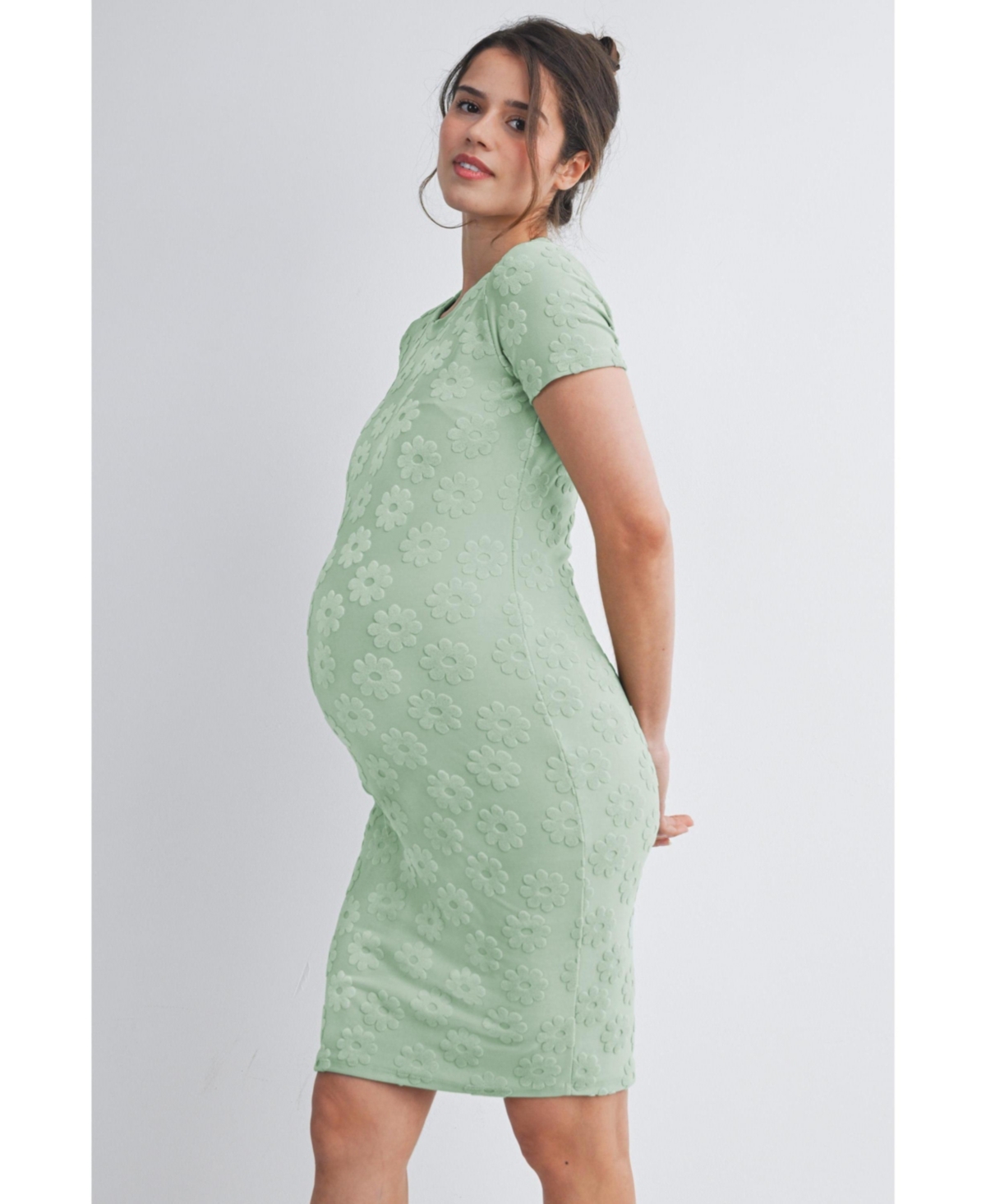 Hello Miz Maternity Floral Bodycon Short Sleeve Dress