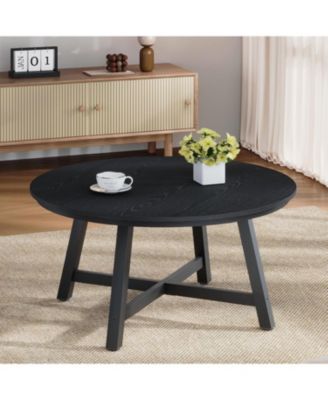 Round Coffee Table 36" Center Table,Large Coffee Table Industrial Accent Tables with Adjustable Feet, Living Room Tables with Thickened Legs