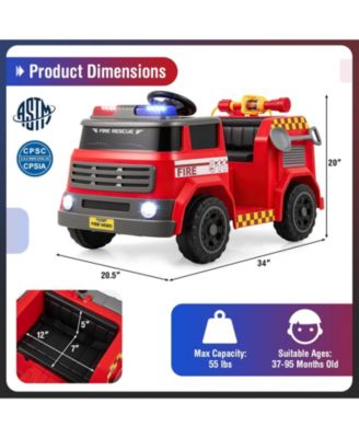12V Ride on Fire Truck Powered Car with Water Gun and Interphone