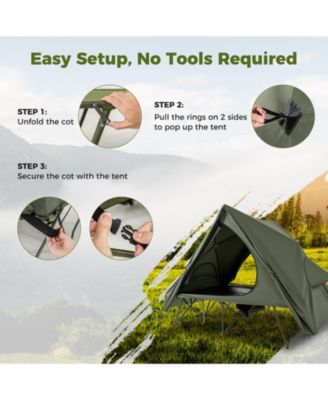 Foldable 2-Person Camping Cot Tent Combo with Pop-Up Shelter and Wheeled Carry Bag
