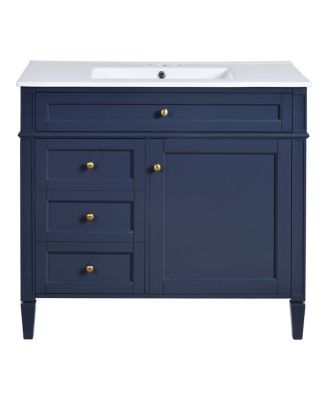 36" Modern Bathroom Vanity with Sink, Solid Wood Cabinet, Soft Close Drawers & Tip-Out Storage