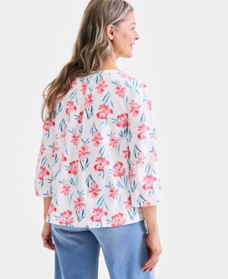 Petite Printed V-Neck Top
