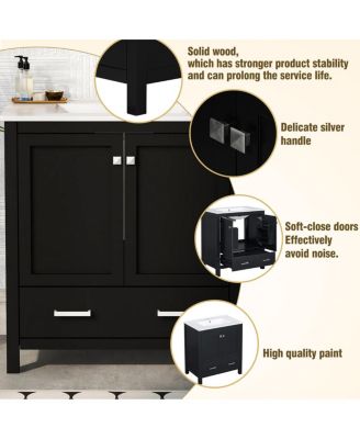 30" Bathroom Vanity with Sink, Solid Wood Cabinet & Soft Close Doors, Drawer Storage for Modern Bathrooms