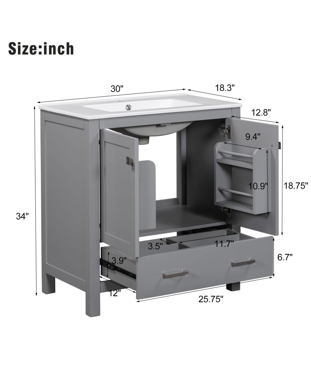 Sillysis 30" Bathroom Vanity with Sink, Solid Wood Cabinet & Soft Close Doors, Drawer Storage for Modern Bathrooms