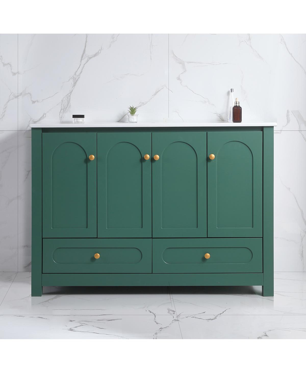 Sillysis 48" Bathroom Vanity with Integrated Ceramic Sink, Mdf Cabinet & Soft-Close Doors, Transitional Modern Storage for Elegant Decor