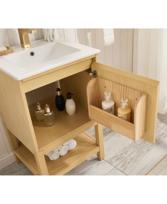 20" Solid Wood Bathroom Vanity with Sink & Door-Mounted Shelf, Modern Compact Pre-Assembled for Small Spaces-Sillysis