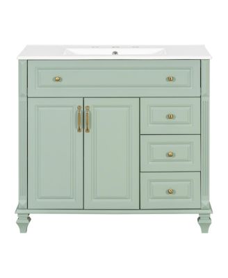 36" Bathroom Vanity with Ceramic Sink and Tilt-Out Drawer, Freestanding Classic Modern Storage