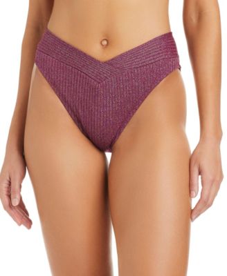 Women's Rib & Shine V-Waist High Leg Swim Bottoms