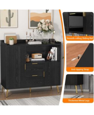 40" Sideboard Buffet Storage Cabinet with Shelves and Doors, Modern Coffee Bar Station Wood Kitchen Table for Kitchen