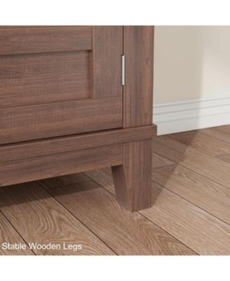 Farmhouse Bookcase with Doors, 5 tier vintage bookshelf with cabinet and adjustable shelf for rustic living room storage