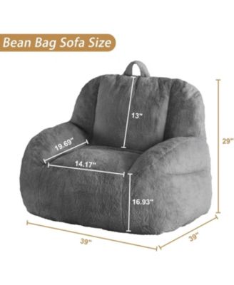 Giant Bean Bag Chair, Faux Fur Stuffed Bean Bag Couch with Filler, Bean Bag Chair for Adults, Big Lazy Sofa Floor Sofa with Handle