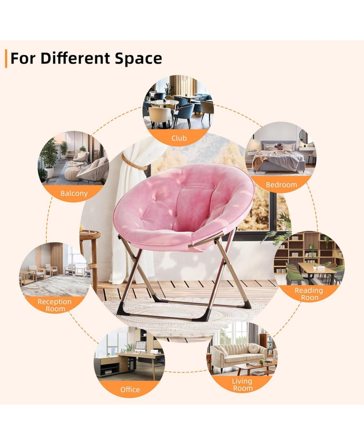 gaomon Comfy Oversized Saucer Chair – Soft Plush Fabric Reading Lounger for Adults, Stable Metal Frame